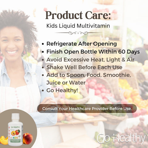 Liquid Multivitamin for Kids -Organic Folate, Vegan, Vegetarian, Whole Food-32 Servings | Go Healthy