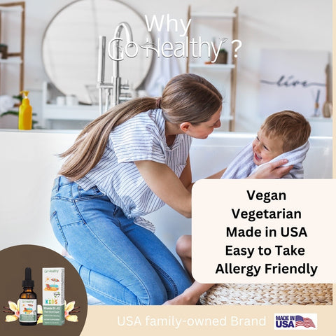 Go Healthy Multivitamin Liquid (1 bottle) and Vitamin D3 K2 Drops (1 bottle) for Kids, Toddlers, Teens, Vegan and Vegetarian, Gluten Free, Non-GMO Bundle