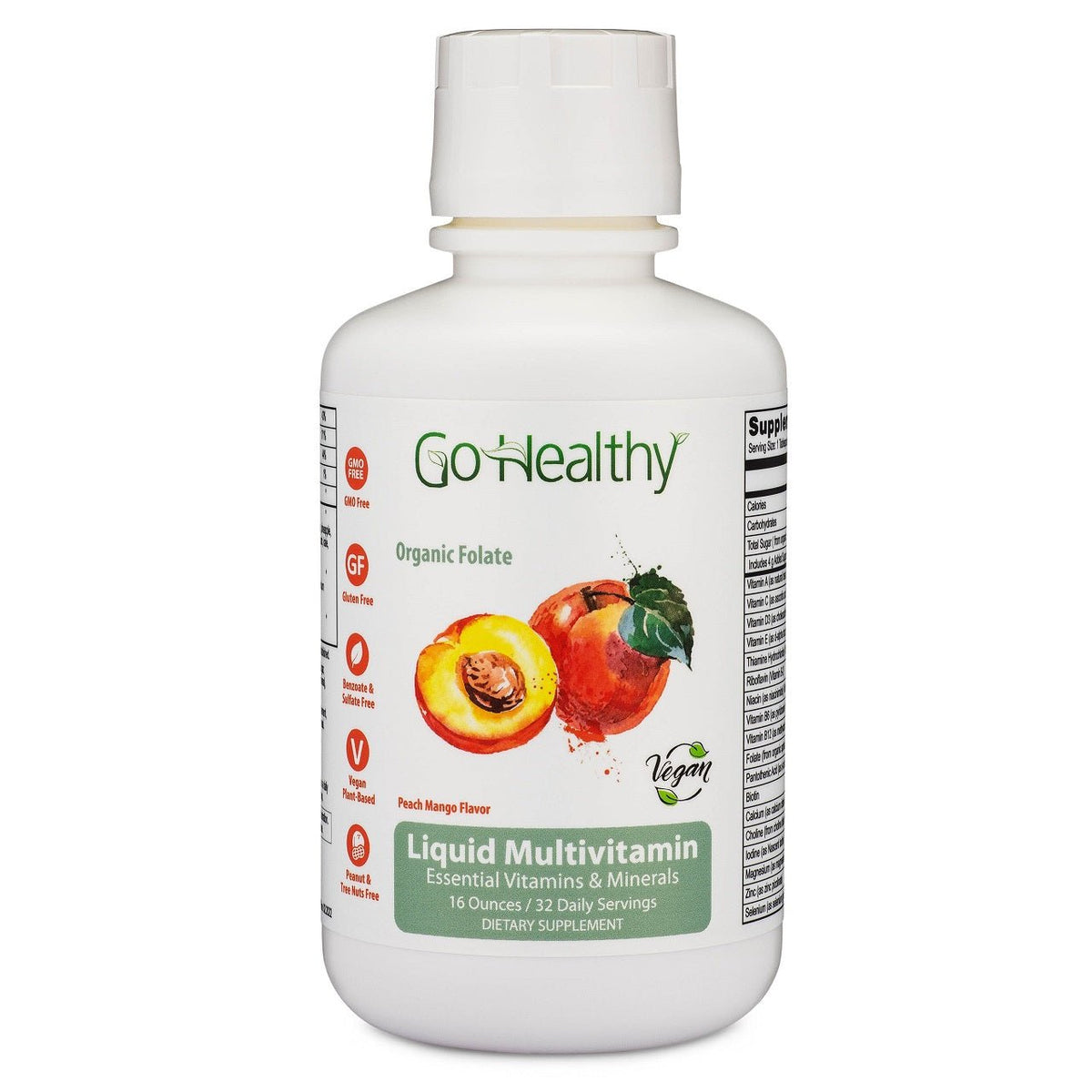 Liquid Multivitamin w/ Organic Spinach Folate, Vegan, Vegetarian