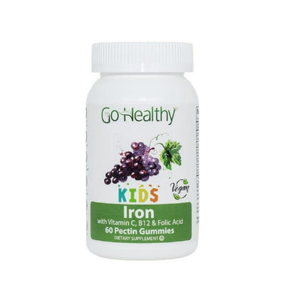 Go Healthy Natural Iron Gummies for Kids- Vitamin C, B12, Folic Acid, Vegan, Kosher (U), Halal (60ct) 30 | Go Healthy iron kids supplement iron vegetarian gummies