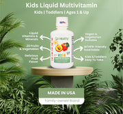 Go Healthy Kids Liquid Multivitamin, Immune Support, Kid Liquid Multivitamins, High Absorption Vegan Vitamins, Kids Vitamins Multivitamin - 30-60 Servings