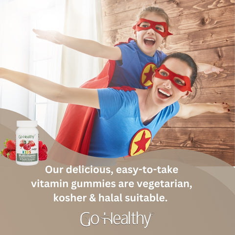 Go Healthy Multivitamin (1 Bottle), Vitamin D (1 Bottle) and Vitamin C (1 Bottle) Gummies for Kids, Toddlers, Vegetarian, Kosher & Halal, Gluten Free, Non-GMO Bundle