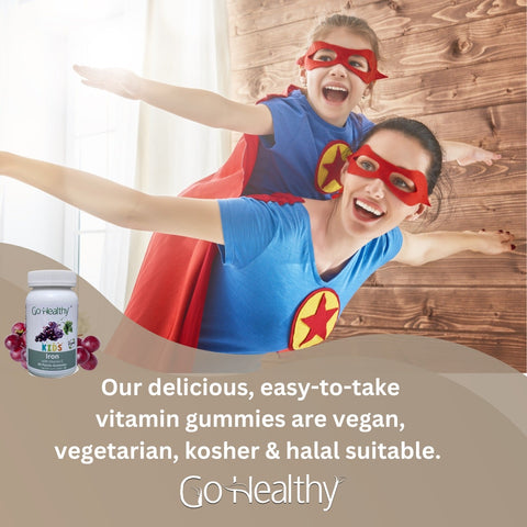 Iron Gummies for Kids Vegetarian Vegan Suitable, Non-GMO Kosher & Halal - 30 Servings | Go Healthy