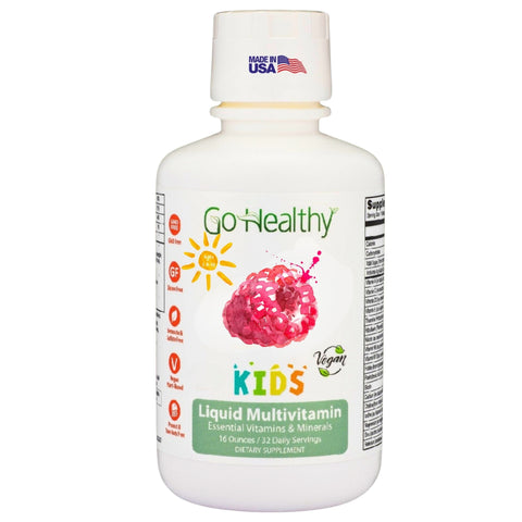 Go Healthy Kids Liquid Multivitamin, Immune Support, Kid Liquid Multivitamins, High Absorption Vegan Vitamins, Kids Vitamins Multivitamin Raspberry - 30-60 Servings