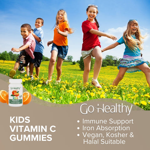 Go Healthy Multivitamin Gummies (1 Bottle) and Vitamin C Gummies (1 Bottle) for Kids, Toddlers, Vegetarian, Kosher & Halal, Gluten Free, Non-GMO Bundle