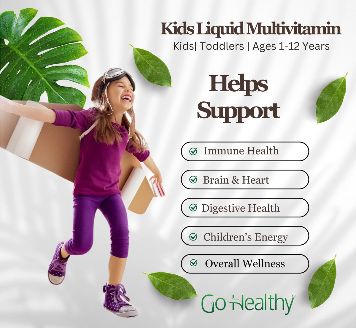 Liquid Multivitamin for Kids w/ Organic Folate, Vegetarian, Whole Food ...