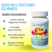 Go Healthy Kids Multivitamin Gummies, Immune Support, Kids Vitamin Gummies, Kosher Kid Vitamin, Halal, Non-GMO, Gluten-Free Tasty Gummy - 30 Servings