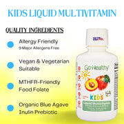 Go Healthy Kids Liquid Multivitamin, Immune Support, Kid Liquid Multivitamins, High Absorption Vegan Vitamins, Kids Vitamins Multivitamin - 30-60 Servings
