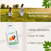 Go Healthy Liquid Vitamins for Women, Men, Teens, Vegan Vitamin & Mineral, High Absorption, Premium Liquid Multi Vitamin, Immune Support - 32 Servings