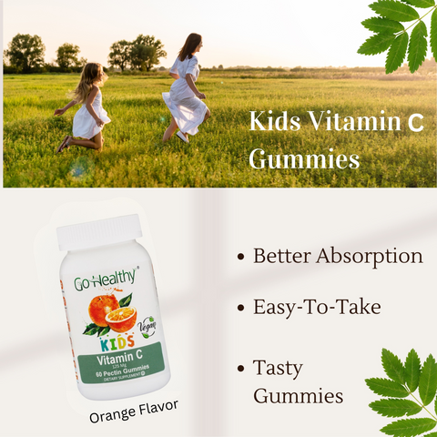 Go Healthy Vitamin C Gummies for Kids, Immune Support, Children Vitamin Gummies, Toddler, Kids Vitamins, Kosher, Halal, Tasty Gummy - 60 Servings