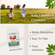 Go Healthy Vitamin D Kids Gummies, Kids Gummy D3, Immune Support, Toddler Vitamin D Gummies – Kosher, Halal, Non-GMO, Gluten-Free, Delicious Fruit Flavor - 60 Servings